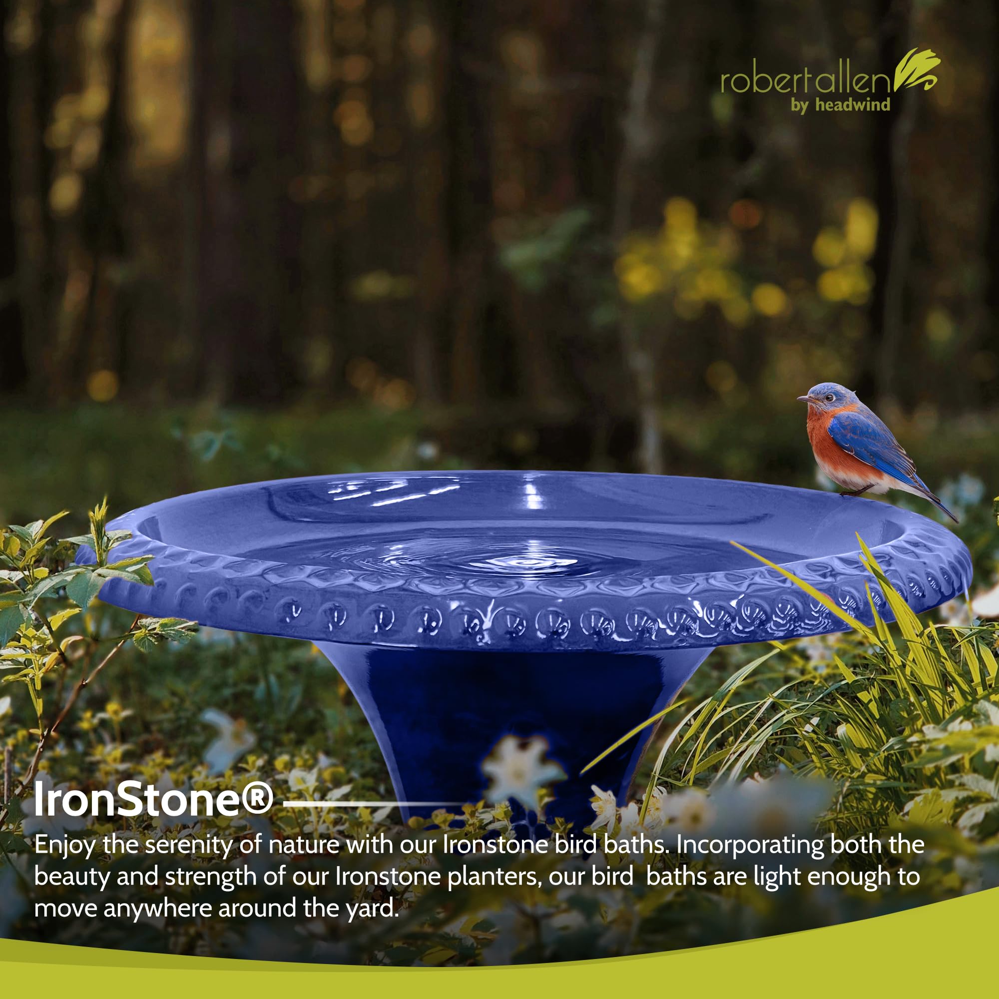 Amazon.com: Robert Allen Ironstone Blue Metal 23.5 in. Bird Bath